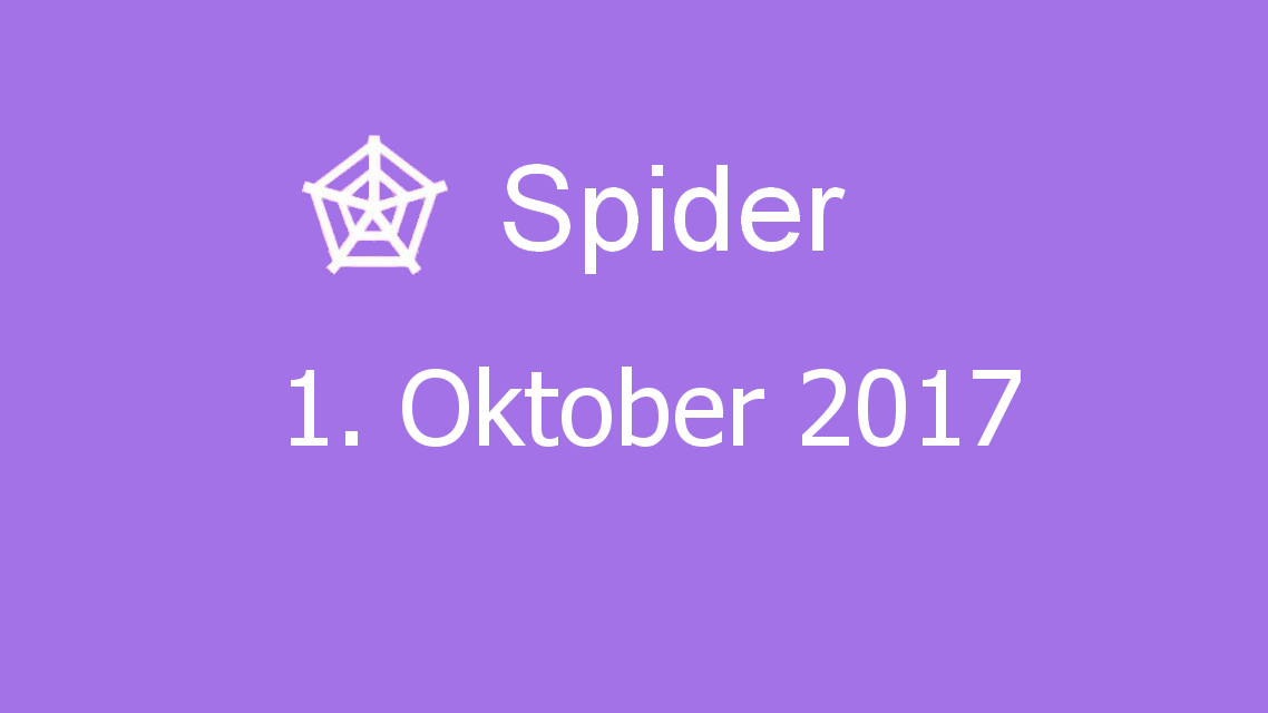 Microsoft solitaire collection - Spider - 01. Oktober 2017