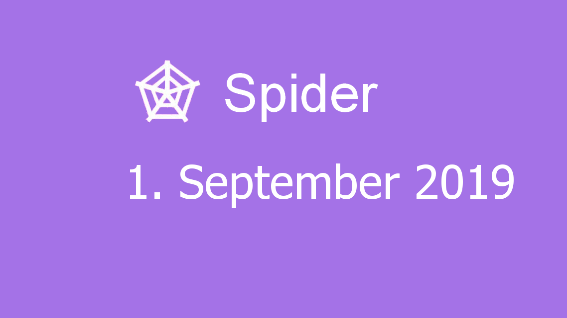 Microsoft solitaire collection - Spider - 01. September 2019