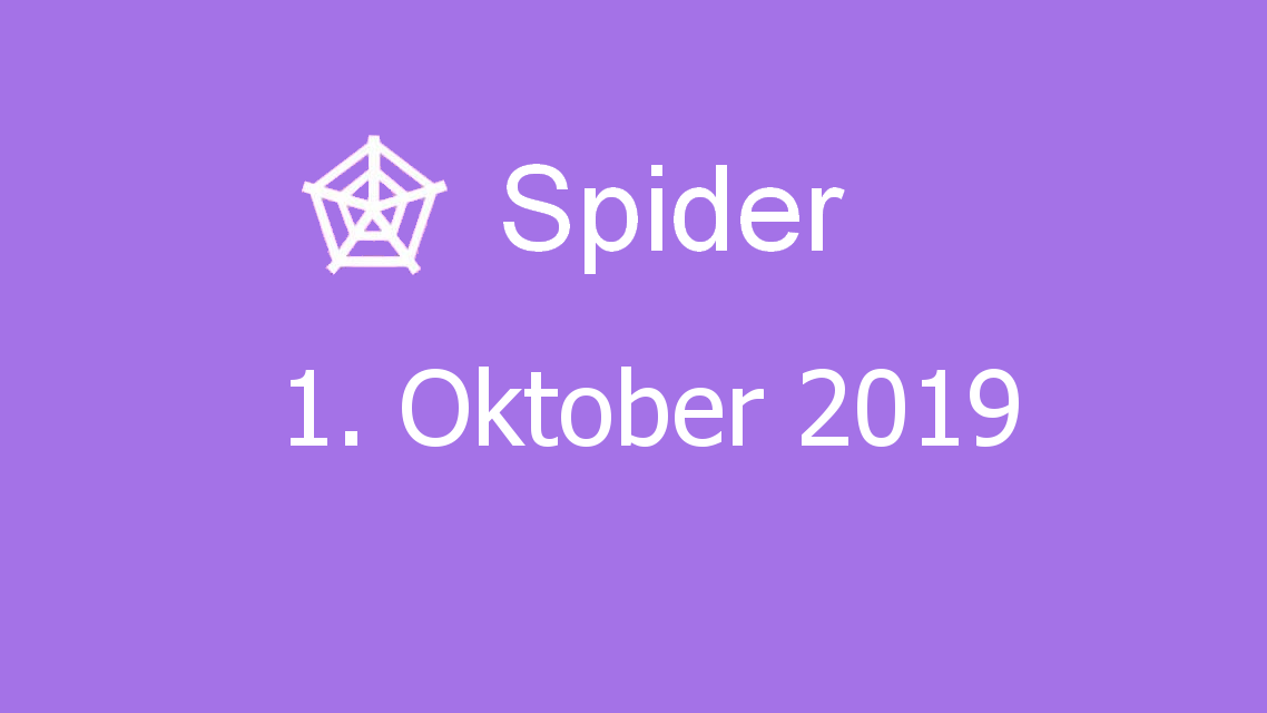 Microsoft solitaire collection - Spider - 01. Oktober 2019